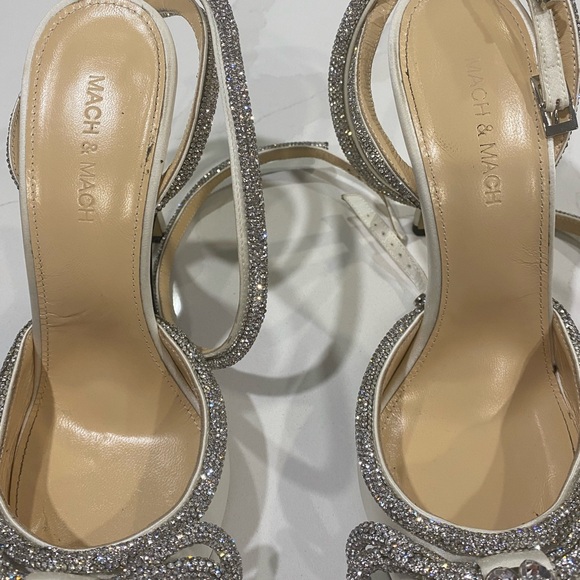 Mach & Mach Double Bow White Heels - Picture 5 of 9